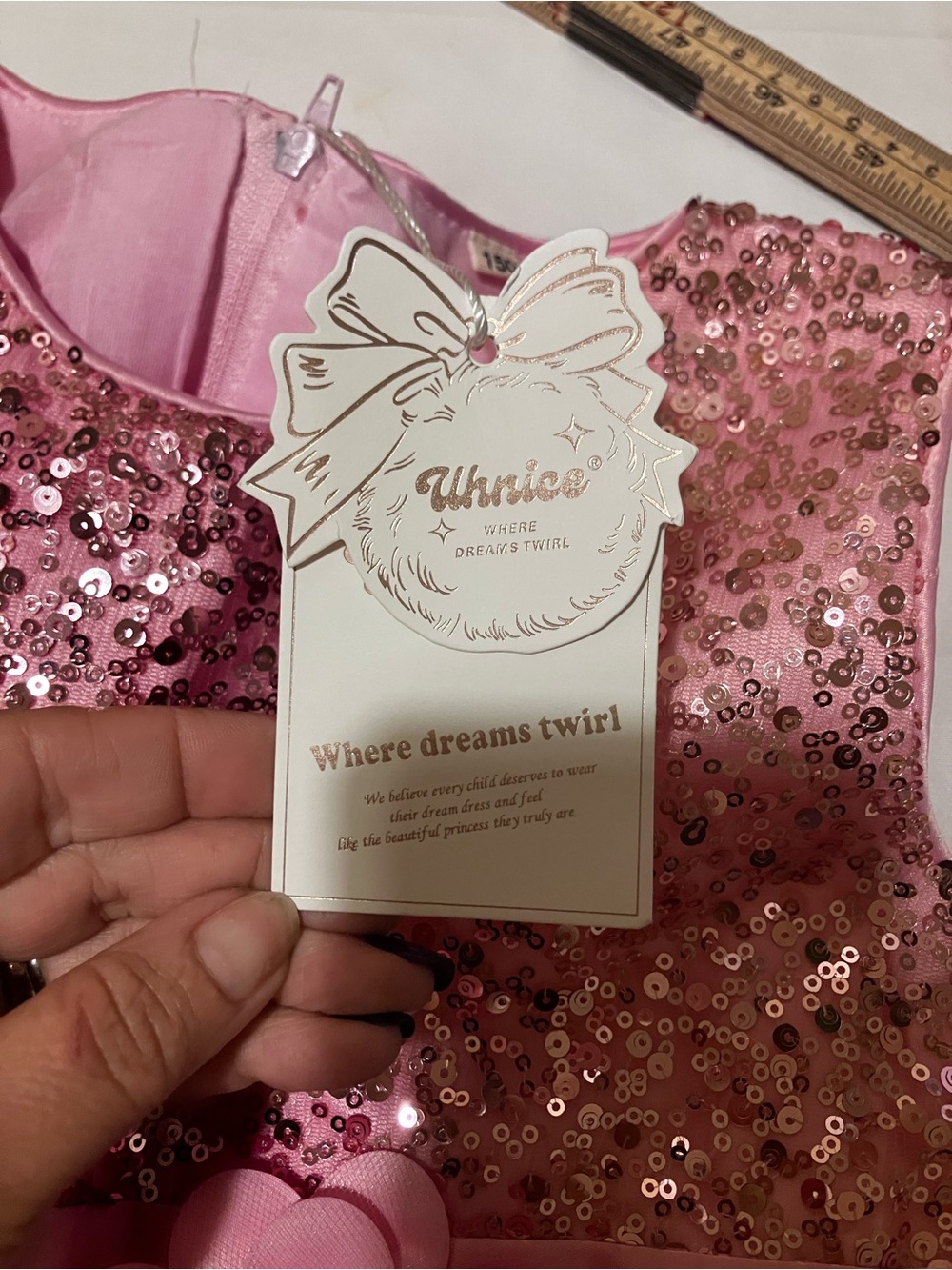 NWT Uhnice Girls 10-12 Pink Sequin Rainbow Tulle Party Dress 150 - Picture 6 of 12